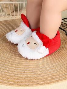 1 Paar Weihnachtselement Stoff Slip-On Flache Party Weihnachtsmann Niedliche Hausschuhe, geeignet für den Herbst