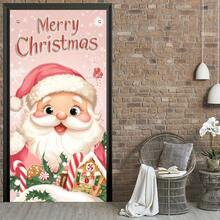 Charming Pink Santa Claus Door Frame - Multi Functional Indoor And Outdoor Holiday Banner, Made Of Polyester Material, No Power Required -35.4 X 70.9 Inches, Perfect Holiday Decoration, Christmas Decoration
