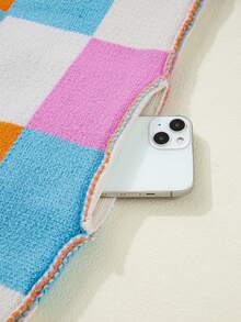 Acelitt 女士彩色格子撞色可爱休闲宽松长袖开衫毛衣，秋冬度假款 - 彩色 - 查看 8