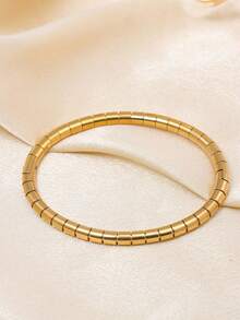 3条/1条 18K镀金不锈钢竹节结手链，女士，适合日常佩戴、派对、活动和送礼 - 金色 - 查看 8