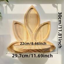1/2pcs Wooden Lotus Shaped Wall Mounted Shelves, Boho Home Decor Rack For Living Room, Study, Wall Hanging Plant Holder