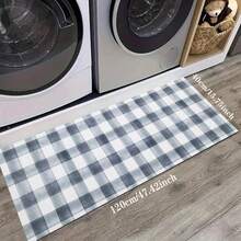 Modern Plaid Pattern Doormat, Rug, Traditional Long Carpet, Suitable For Hallway, Kitchen, Bedroom, Living Room, Entrance, Balcony, Home Decor, Stain Resistant, Coffee Shop, Bar, Holiday, Party, Bedroom Mat, Bath Mat, Room Decor, Kitchen Decor, Black And White Rug - Black and White - View 22