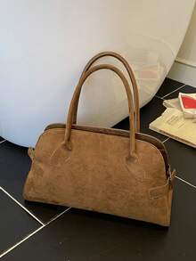 Fashionable New Women's Handbag Tote Bag, Large Capacity, Simple Vintage Solid Color Suede Strap Decoration, Simple Elegant Popular Mature High-Quality Suitable For Travel, Shopping, Commuting, Versatile