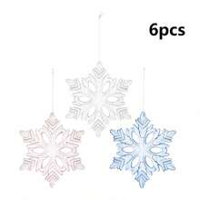 亚克力雪花挂饰 3 种款式水晶透明塑料圣诞树吊坠适用于圣诞节冬季雪景主题 DIY 装饰、新年派对、节日装饰、家居装饰