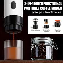 Cafeteira portátil 3 em 1, adequada para café moído, cápsulas de café e expresso. Compacta, sem fio, com bomba de pressão, ideal para viagens, carro, escritório, camping, etc. - Multicolorido - Ver 5