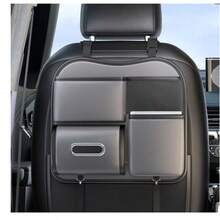 1 pieza Organizador de asiento trasero de coche con bolsa, portavasos, papelera impermeable y accesorios de limpieza interior del coche