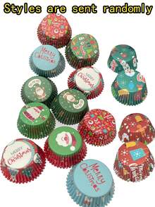50/100/150pcs Christmas Paper Cake Cups - Christmas Themed Cupcake Liners, Ideal For Baking Holiday Treats, Christmas Party, Wedding Cupcake Liners, Muffin Molds, Baking Tools, Kitchen Supplies, Kitchen Accessories