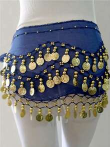 1 Stück Bauchtanz Hüftkette Outfit, Metallnetz Hüftrock Band Körperschmuck, Münzen Hüfttuch Gürtel für Tanz, Boho Stil