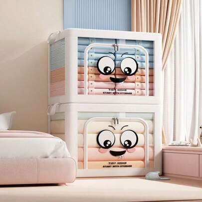 1pc High-Quality Transparent Clothing Storage Box, Multifunctional Foldable Wardrobe Storage Box, Large Capacity Quilt Storage Bag, Suitable For Storing Clothes, Quilts, Pants, Wardrobe Items, Large Capacity, Foldable, Essential For Families