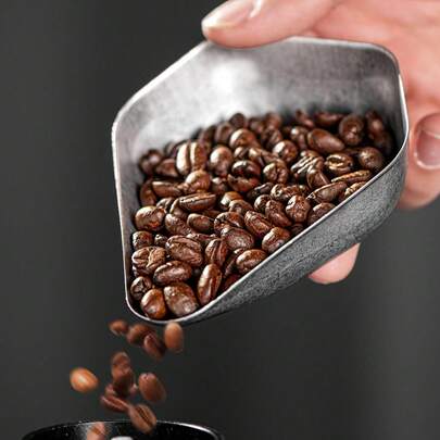 shoxil 1pc Coffee Bean Dosing Cup, Weighing Coffee Bean Container, Stainless Steel Coffee Bean Serving Tray Serving Plate, Tea & Coffee Beans Vessel, Scoop For Coffee Beans, Tea, Bath Salts, Flour, Nut