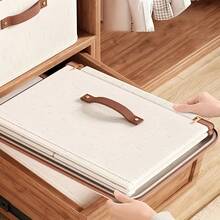 5 Sizes Available - Hard Storage Box With Zipper Lid, Linen Fabric Storage Cube, Foldable Clothes Organizer Bin With Handle, Suitable For Closet, Wardrobe, Under Bed