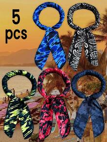 5pcs Pet Colorful Bow Ties, Fashionable Casual Black, White, Red, Blue, Green Cooling Neck Wrap Scarf, Breathable Summer Sports Headband