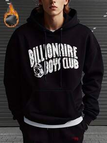 Thick Fleece Men's Hoodie - Autumn/Winter Long Sleeve Sweatshirt - B Boys Club Print Design - Perfect For Casual Wear, Parties - Ideal Halloween Gift, Christmas Present, Birthday Choice - màu đen - Xem 1