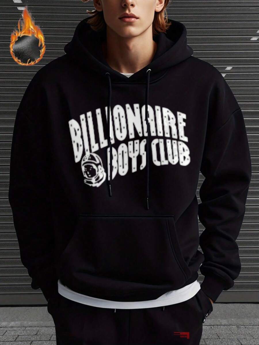 Thick Fleece Men's Hoodie - Autumn/Winter Long Sleeve Sweatshirt - B Boys Club Print Design - Perfect For Casual Wear, Parties - Ideal Halloween Gift, Christmas Present, Birthday Choice - màu đen - Xem 1