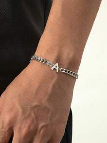 1 szt. Minimalistyczna, regulowana bransoletka z kubańskich ogniw z literami A-Z, odpowiednia dla mężczyzn i kobiet, modny dodatek do codziennego noszenia, na Boże Narodzenie, Nowy Rok, prezent na imprezę
