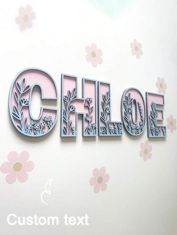Placa de nome de flores silvestres personalizada - Letra floral - Placa de nome personalizada - Decoração de nome personalizada - Placa de quarto de meninas - Placa de nome de madeira - Placa de nome floral Letras de parede de flores silvestres Placa de nome boho Letras 3D em camadas Letras do alfabeto de madeira floral Placa de quarto de meninas