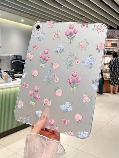 Transparent Romantic Floral IPad Protective Case: Charming Tulips, Delicate Macaron Floral Pattern With Enchanting Bow Accents, Showcasing A Romantic Flair. Compatible With IPad Pro 11-Inch, IPad Air 2, IPad Air 5th Gen 2022, IPad Air 11-Inch (M2) 2024, IPad Air 11-Inch (M3) 2025 And Other IPad Models, Suitable For Personal Use Or As A Gift.