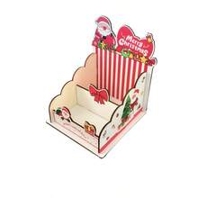 1 Stück handgefertigter Holz-Stifthalter mit Fächern, DIY Weihnachtsmann Deko, geeignet für Weihnachtsszenen