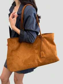 BAILEE Stylish, Minimalist, Solid Color, Matte PU Leather Dumpling Bag/Tote Bag With Foldable Magnetic Closure. Perfect For Outfits And As A Gift Option. - Multicolor - View 7