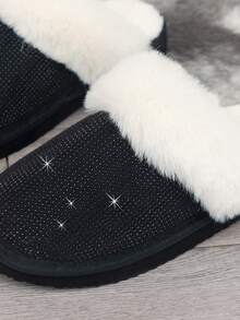 Herbst/Winter Mode einfache vielseitige Lässig Slip-On Plüsch Hausschuhe, weiche warme Fütterung leise dicke Sohle Innen Mittelabsatz geschlossene Zehe Hausschuhe für Teenager Mädchen