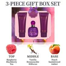 3-Piece Set, Women's Eau De Parfuma Spray&ShowerGel&Body Lotion Gift Box, Long Lasting Fragrance, Notes Of Raspberry, Blackberry, Tea Flavor, For Holiday Gifts, Daily Life, Parties, 1.7 Fl Oz Perfume, 2.8 Fl Oz ShowerGel, 2.8 Fl Oz Body Lotion - Bộ 3 món - Xem 2