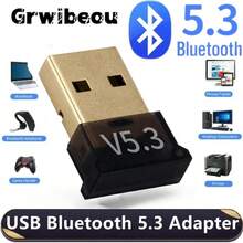 蓝牙5.3适配器，即插即用蓝牙接收器，适用于笔记本电脑、台式机、USB无线音频转换器