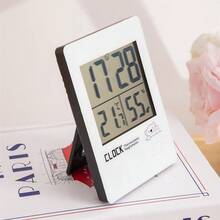 1 pieza Termómetro digital e higrómetro con pantalla táctil y reloj despertador, medidor de temperatura de alta precisión para escritorio o montaje en pared, visualización de hora en formato 12/24 horas, alimentado por batería, para dormitorio, cocina, sala de estar, bodega, despensa, sensor de temperatura y humedad para el hogar, regalo para fiestas, decoración navideña y decoración de habitación