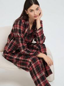 新款女士时尚休闲睡衣套装，加厚款，适合冬季穿着 - 玫瑰紅 - 查看 5