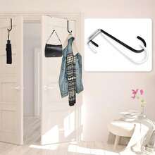 2pcs/1pc Over The Door Hooks Door Hangers Hooks Heavy Duty, Single Hooks For Hanging, Metal Over The Door Towel Rack For Bathroom Kitchen Cabinet Living Room Bedroom Organizers And Storage