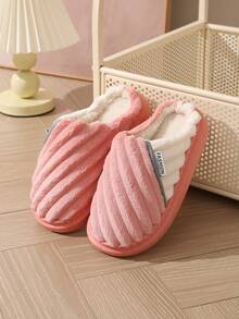 نعال منزلية نسائية جديدة، حذاء داخلي مبطن من الكوردوروي المرقع، قاعدة من مادة EVA مانعة للانزلاق وخفيفة الوزن