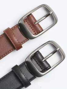 1 条女士合金小方扣 PU 皮带，简约时尚，适合牛仔裤、长裤、外套、连衣裙秋季、万圣节