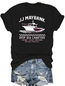Camiseta de manga corta de cuello redondo, transpirable y de personalidad, de estilo urbano, adecuada para adolescentes y adultos, de la marca JJ Maybank Deep Sea - Negro - Ver 1