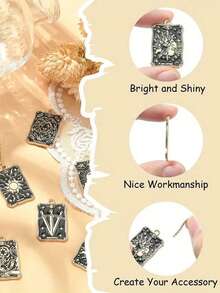 10 件塔罗牌占卜万圣节哥特式魔法塔罗牌珐琅黑金护身符幸运符适用于珠宝制作 DIY 耳环手链项链工艺品