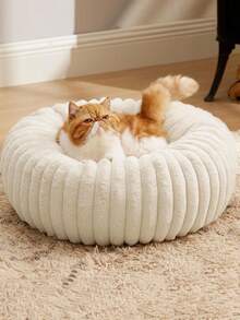 1pc Plush Dog Bed, Warm Pet House, Breathable Cat Nest Suitable For Small/Medium/Large Cats And Dogs, All Season - Beige - View 4