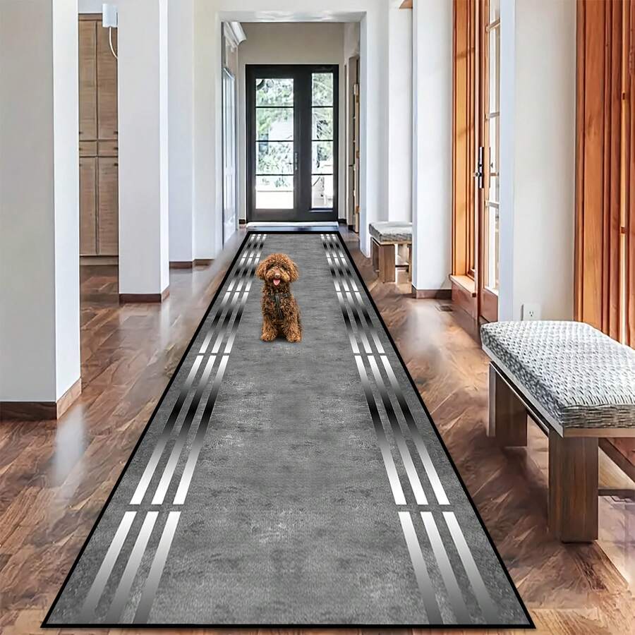 Modern Gray Patterned Rug For Dining Room Fashionable Long Rug For Luxury Living Room Carpet For Stairs And Hallways Decorative Rug For Bathroom And Laundry Room Bedside Mat For Bedroom