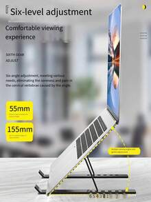 可调节和便携式笔记本电脑支架 - 可折叠，通用笔记本电脑平板电脑支架，符合人体工程学角度调节的散热设计，适用于所有电脑，耐用塑料结构，紧凑轻巧，散热支架，笔记本电脑支架，桌面折叠