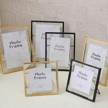 1 pièce Cadre photo en verre transparent et métal, cadre flottant, cadre en verre et métal, cadre en métal rectangulaire pour spécimen, support amovible, support d'affichage photo instantané, cadre de présentation de bureau, Noël, maison, mariage, cadeau de Noël, amis, cadeau de la Saint-Valentin