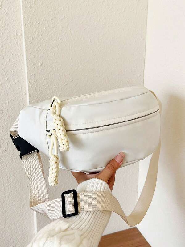 Bolsa transversal de nylon da moda, bolsa de ombro de cor sólida, bolsa tiracolo casual feminina para esportes ao ar livre, bolsa de academia, acessórios para corrida, bolsa esportiva para mulheres