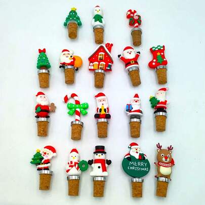 1/3/4/5 Stücke Weihnachtliche Weinflaschen Verschlüsse, Weihnachtsmann Weinverschluss, Rote Weihnachtliche Dekorative Weinverschlüsse, Wiederverwendbare Weinkorken Getränkeflaschenverschlüsse Coole Weinflaschen Verschlüsse für Glasflaschen, Kristall Flaschenverschluss passend für Standardflaschen, Fancy Dekor Weinzubehör Weihnachtsparty Geschenk Bar Hochzeit Geburtstag