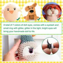 48 chiếc mắt an toàn 14mm bằng nhựa lấp lánh kèm lông mi và vòng đệm cho Amigurumi 7 màu mắt móc thủ công dùng để làm búp bê nhồi bông rối DIY - Nhiều màu - Xem 7