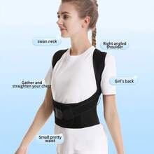 Men And Women - Posture Corrector, Physical Support For Lower Back, (Ideal Gift For Mother's Day/Valentine's Day/Easter) Invisible Posture Corrector Under Clothes, With Straps For Rounded/Hunchbacked Back, Spinal Curvature, Textile Material (Hand Washable), Daily Use - 黑色 - 查看 4