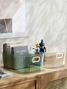 Plastic Cosmetic Storage Box, Gold Decorative Trim, Storage Box, Organizer Box, Desktop Storage Box, Plastic Organizer Box, Suitable For Cosmetic Storage & Display, Also Can Be Used As Christmas Gift, Multi-Functional Storage Box Set - Suitable For Cosmetics, Snacks, Etc. - Applicable For Kitchen, Bathroom And Dorm, Casters Optional - Multicolor - View 4