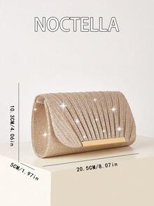 Noctella 优雅闪亮的手拿包，时尚简约的小方包，斜挎包女士晚宴包，适合女士派对、婚礼、晚宴、宴会晚宴包，适合派对女孩，女士，适合女士，非常适合派对、婚礼、舞会、晚宴/宴会，送给女士的最佳礼物 - 香檳色 - 查看 4
