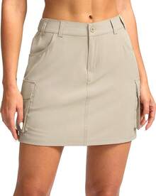Women's Skort 5 Pockets Cargo Skirt Skirts Skorts Women Casual Summer Hiking - 卡其色 - 查看 1