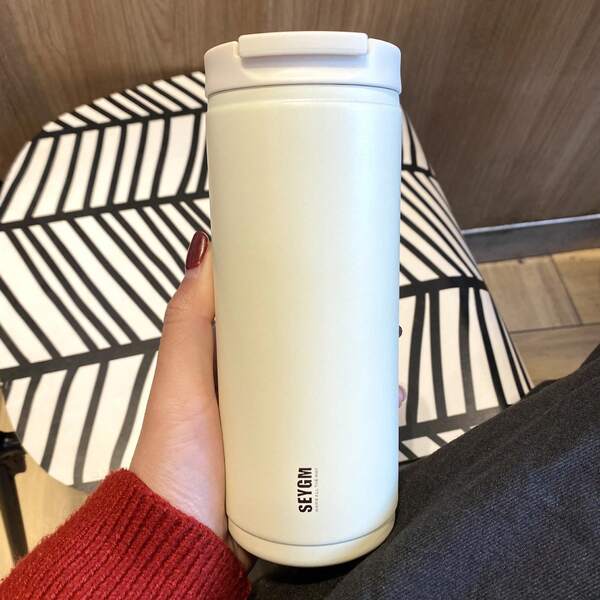 1 Stück 400ML/13,5OZ minimalistischer, eleganter, hochwertiger Doppelwand-Edelstahl-Kaffeebecher, tragbarer isolierter Becher