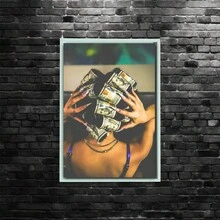 1件黑色艺术品，时尚女性艺术，墙面装饰画，镀金帆布印刷艺术海报，适合作为家居礼物，适用于客厅、浴室、卧室、厨房，带框家居装饰，房间装饰 - 彩色 - 查看 10