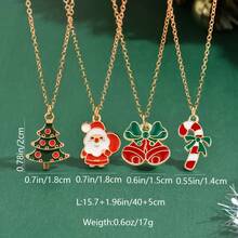 Set di 4 collane natalizie, con pendenti a forma di fiocco di neve, Babbo Natale, albero, campana, corona e pupazzo di neve, renna, per donna e uomo, regalo festivo per feste, accessori vintage per costumi natalizi