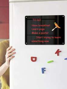 1pc Transparent/Black 20*30cm 15*20cm 3D Magnetic Acrylic Thickened Fridge Memo Board With Blackboard Eraser, Weekly/Monthly Planner, Rewritable Magnetic - Multicolor - View 7