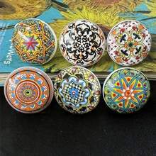 6/12pcs Bohemian Style Round Ceramic Drawer Pulls, With Screws, Colorful Hand-Painted Floral And Geometric Patterns, Suitable For Modern And Vintage Cabinets, Kitchen Cabinet Handles - Random Color - View 15