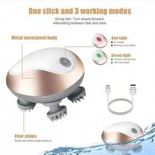 4-Head Silicone Scalp Massager, USB Rechargeable Handheld Multi-Function Head Kneading Massage Device